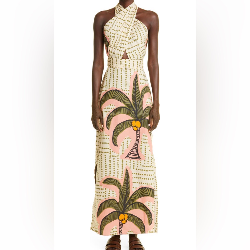 Johanna Ortiz- Ritos De Duelo Tropical Cutout Cotton Maxi Dress